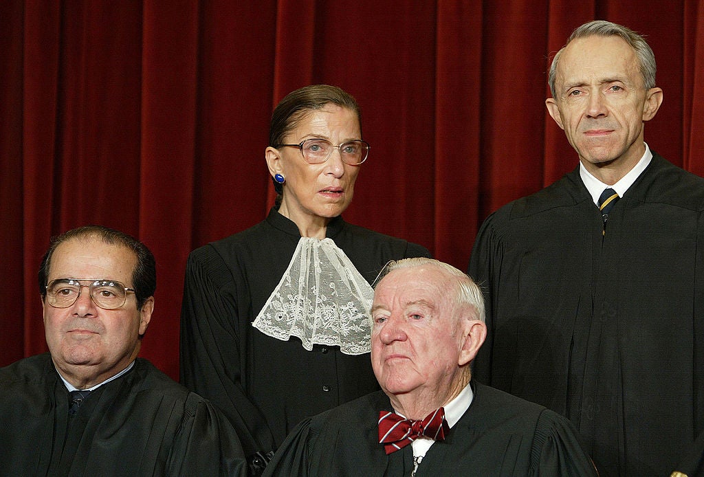 Netted lace: RBG with fellow justices in 2003