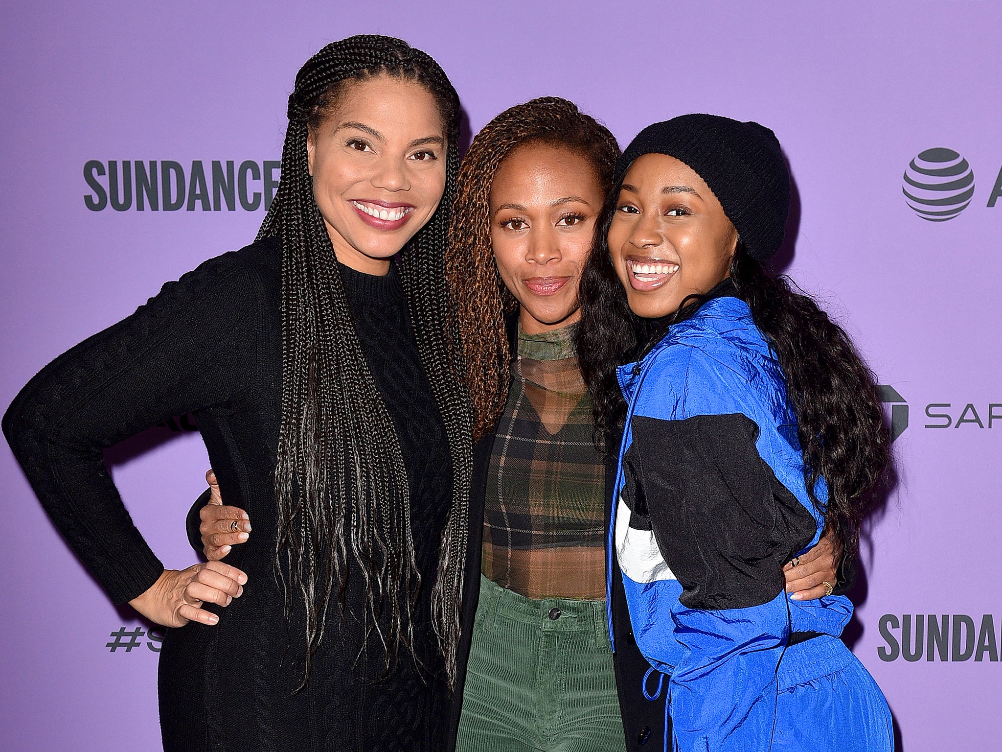 Channing Godfrey Peoples and her stars Nicole Beharie and Alexis Chikaeze at the Sundance Film Festival in January