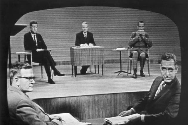 Nixon and Kennedy prepare for their first TV debate, September 1960