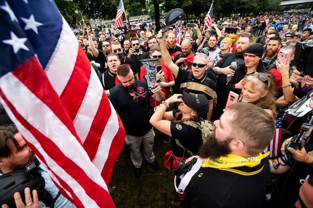 Far-right group is holding rally in support of president Trump