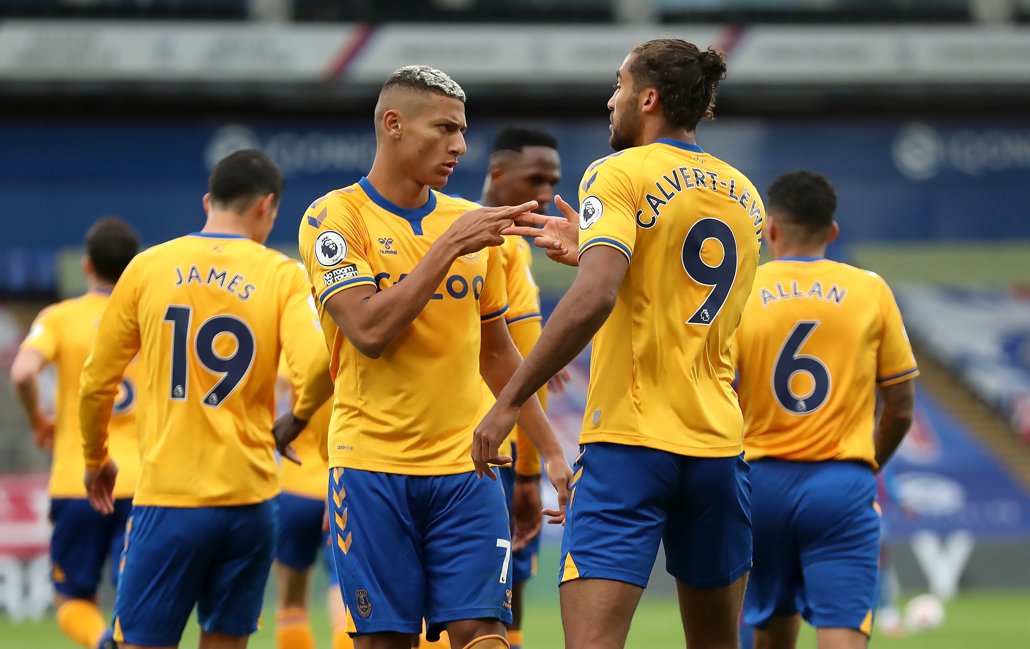 Richarlison and Dominic Calvert-Lewin celebrate