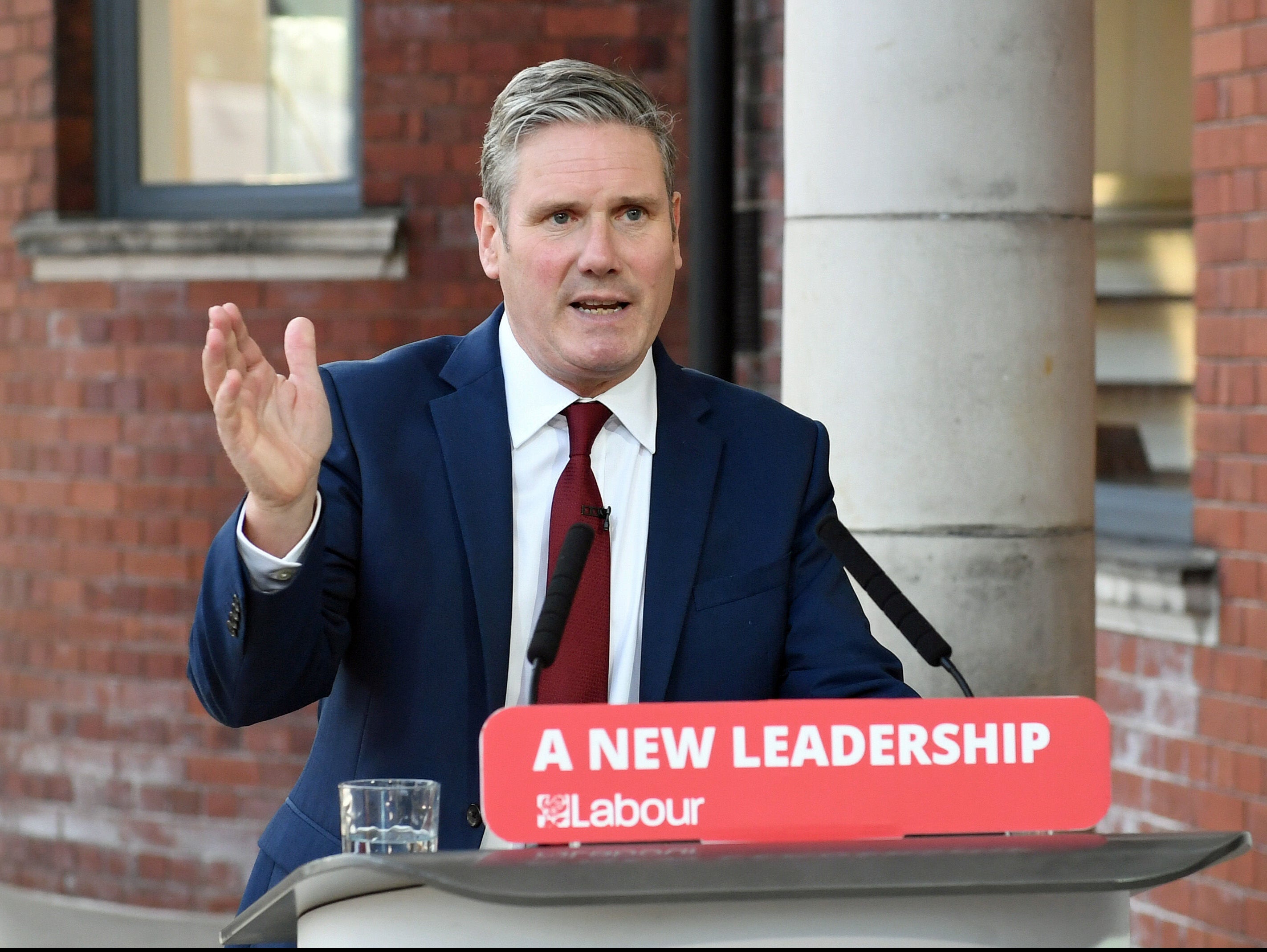 Labour leader Sir Keir Starmer delivers his speech at the party's online conference
