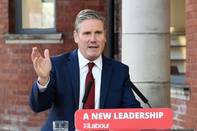 Labour leader Sir Keir Starmer delivers his speech at the party's online conference