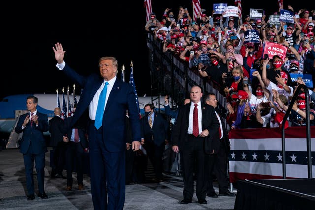 President Trump arrives at a campaign rally in Middletown, Pennsylvania, after nominating what would be his third Supreme Court appointment.