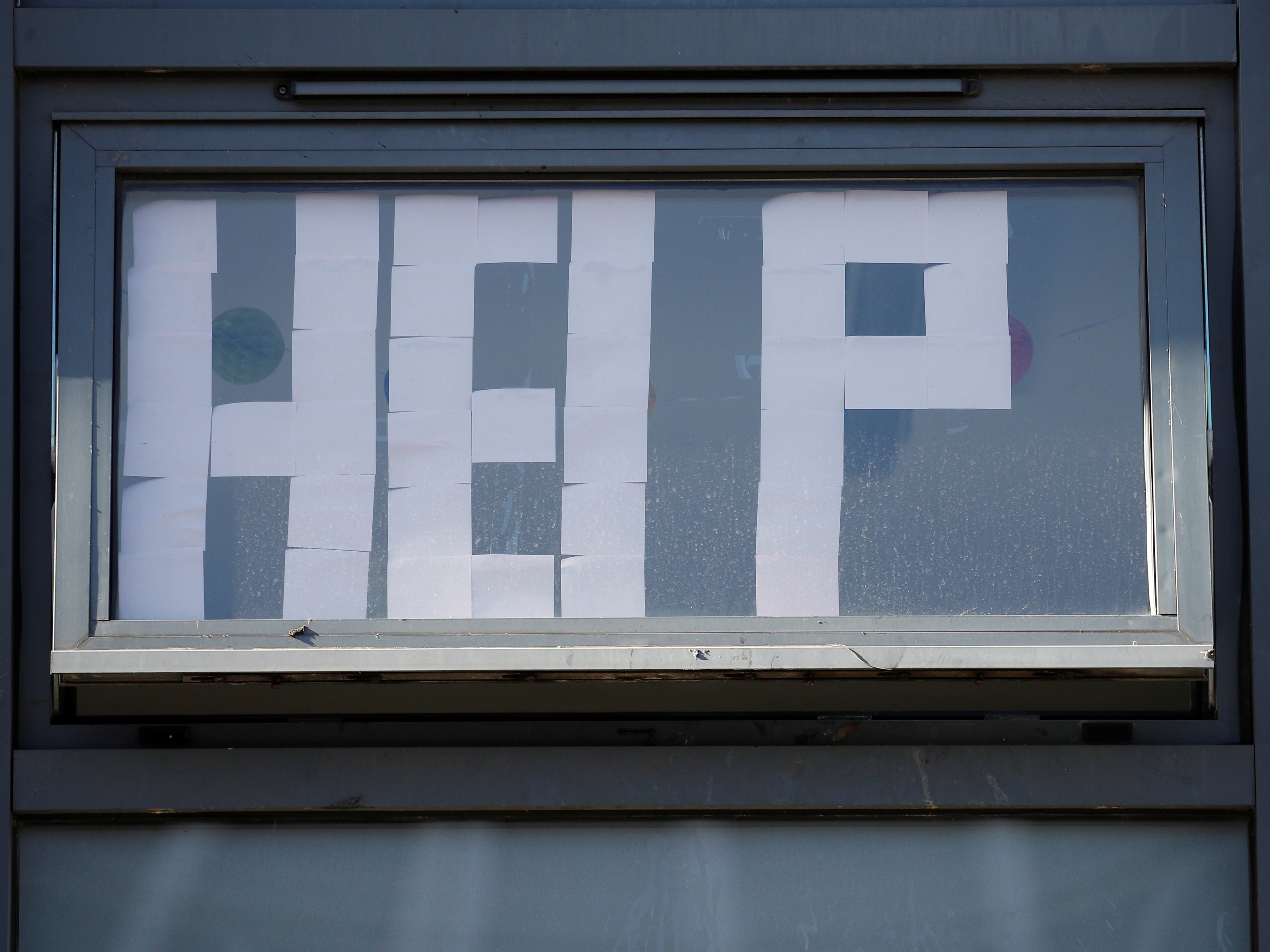 A 'Help' message is displayed at locked down student accommodation in Manchester