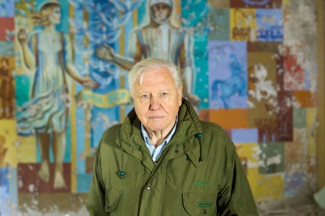 Sir David Attenborough pictured in Chernobyl, Ukraine while filming 'A Life On Our Planet'