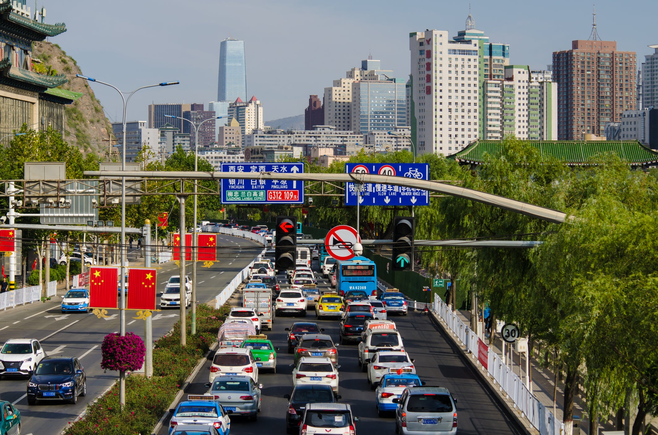 A traffic jam in Lanzhou on the Silk Road