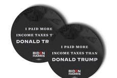 Biden campaign begins selling 'I paid more income taxes than Donald Trump' stickers