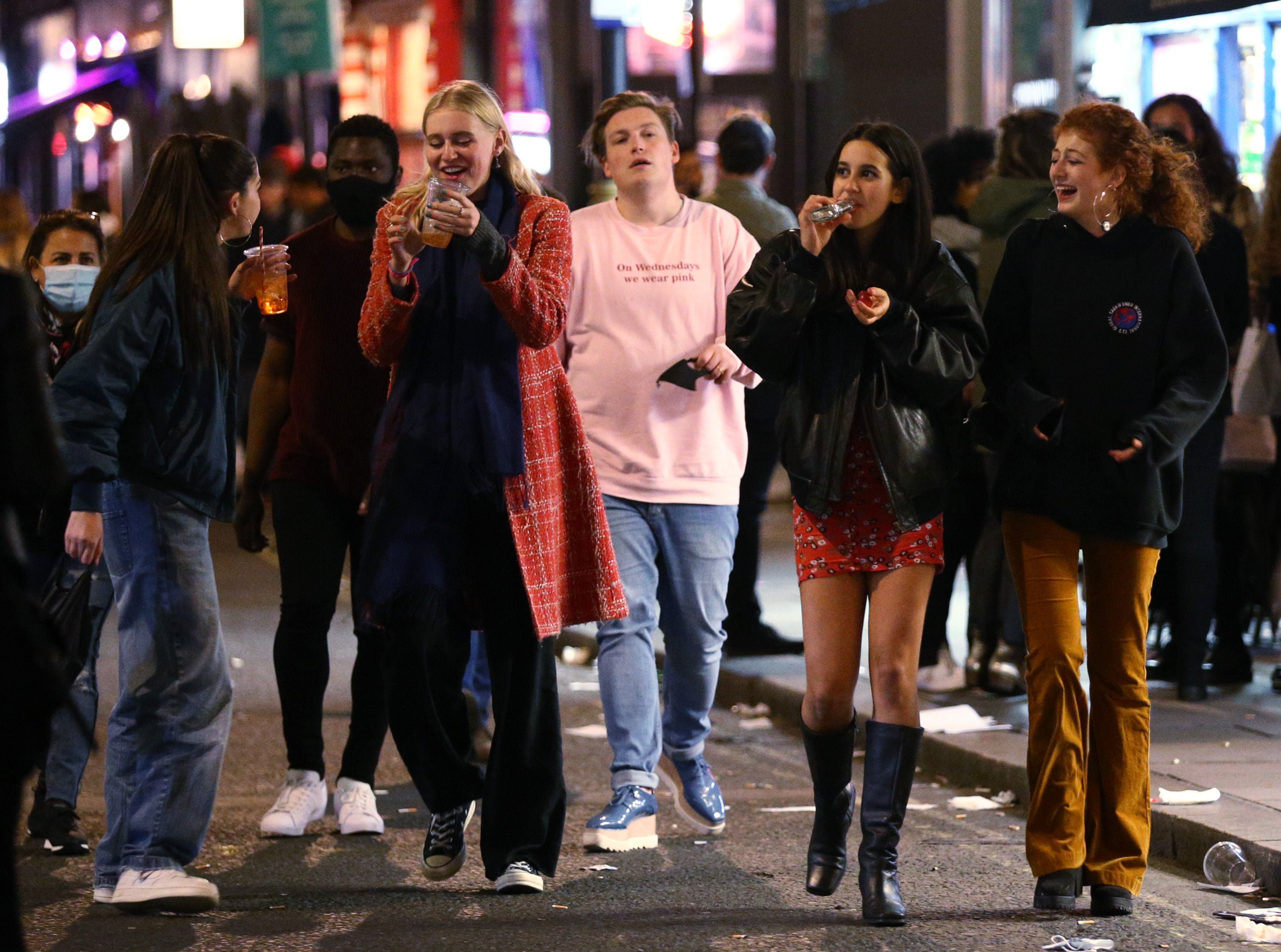 Revellers following the 10pm curfew in London