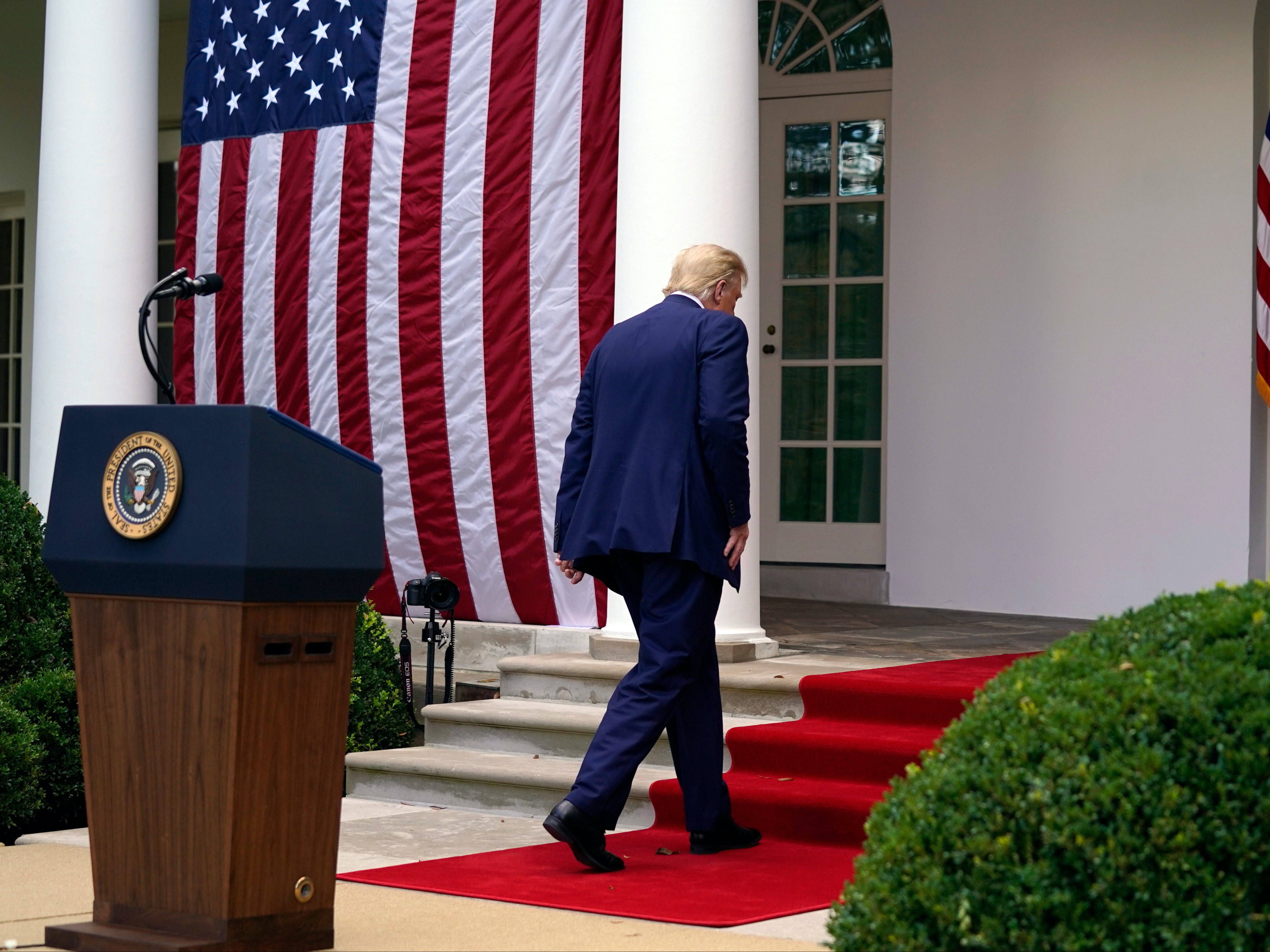 Trump refuses to take questions at White House event after bombshell tax revelations