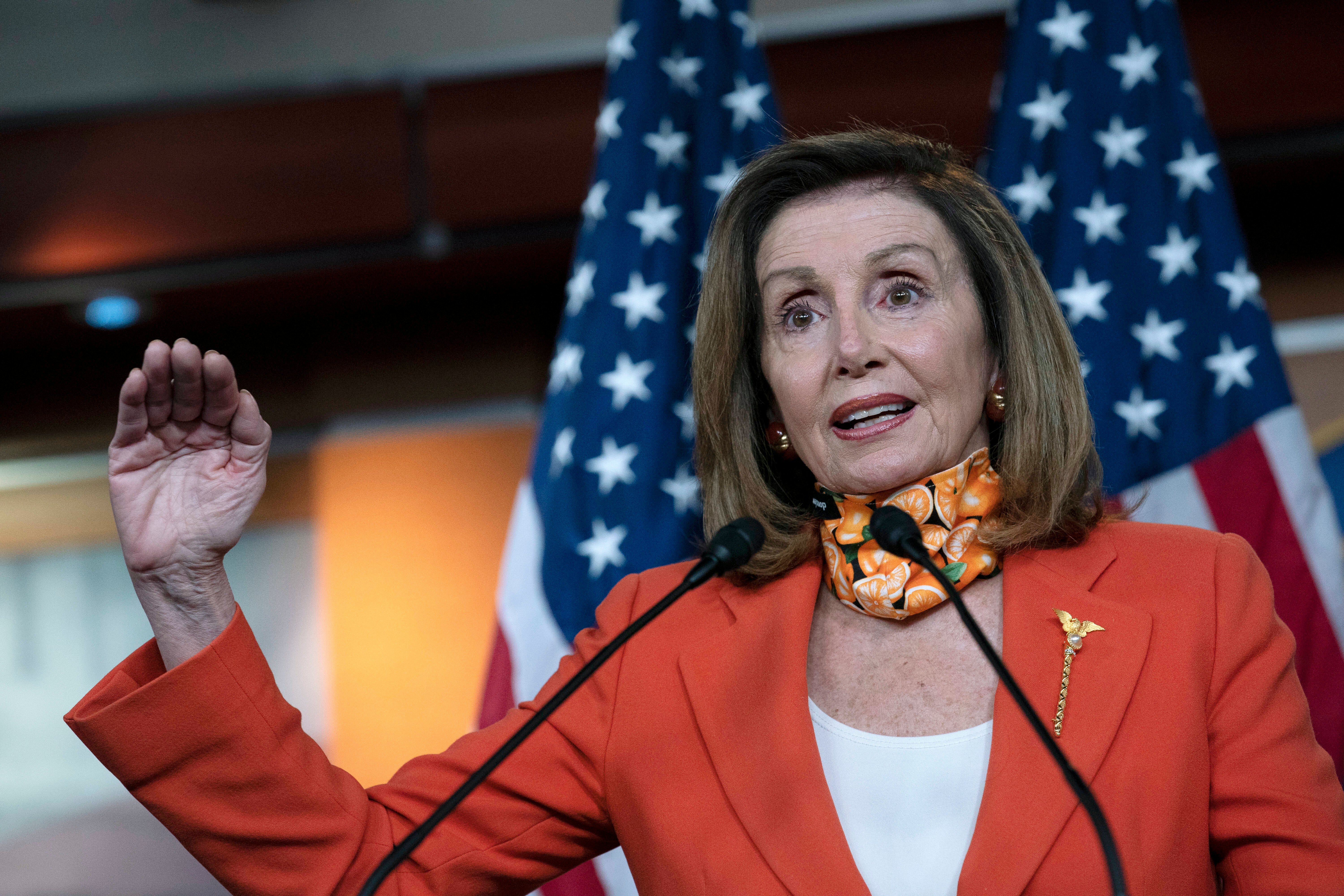 Speaker Pelosi took a jab at coronavirus-positive Donald Trump for delaying economic stimulus talks until after the election.