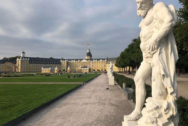 Right side: Karlsruhe Palace in southwest Germany, close to the French frontier