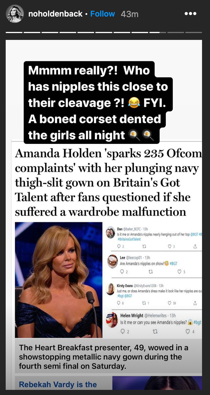 Amanda Holden hit back at trolls who complained about her cleavage