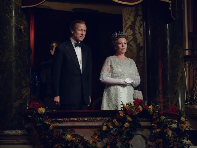 Prince Philip (Tobias Menzies) and Queen Elizabeth II (Olivia Colman) in 'The Crown'