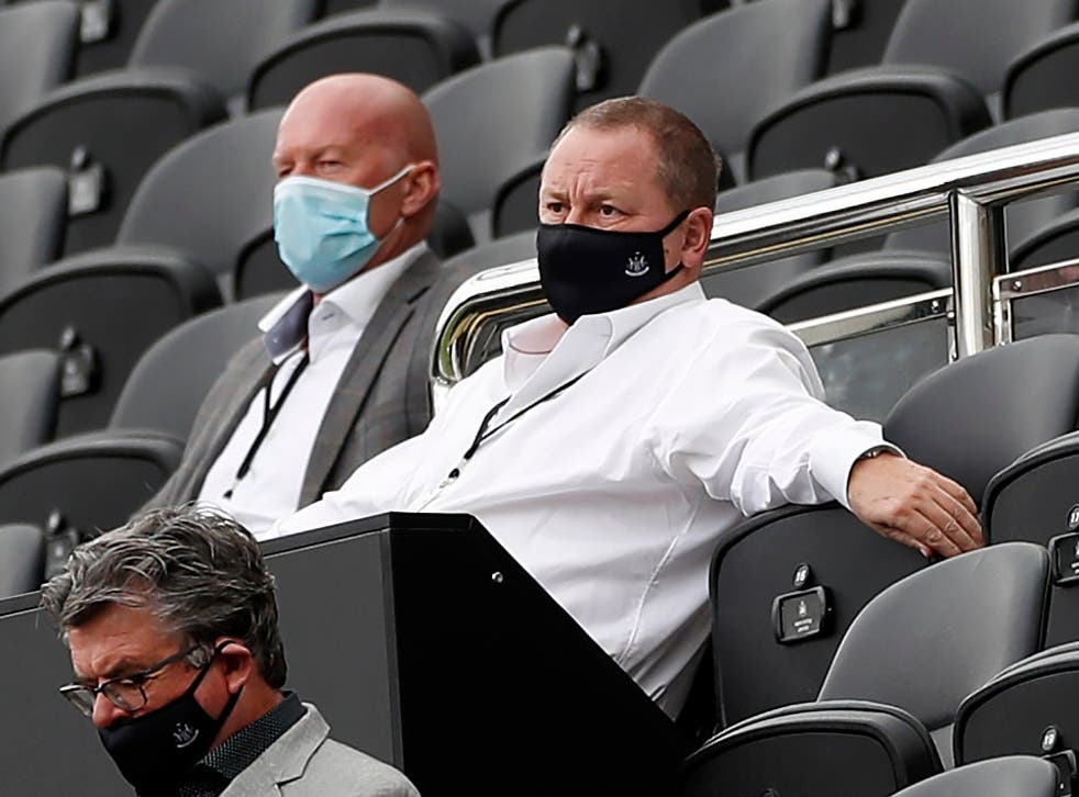 Owner Mike Ashley watches Newcastle's defeat by Brighton in the stands at St James' Park