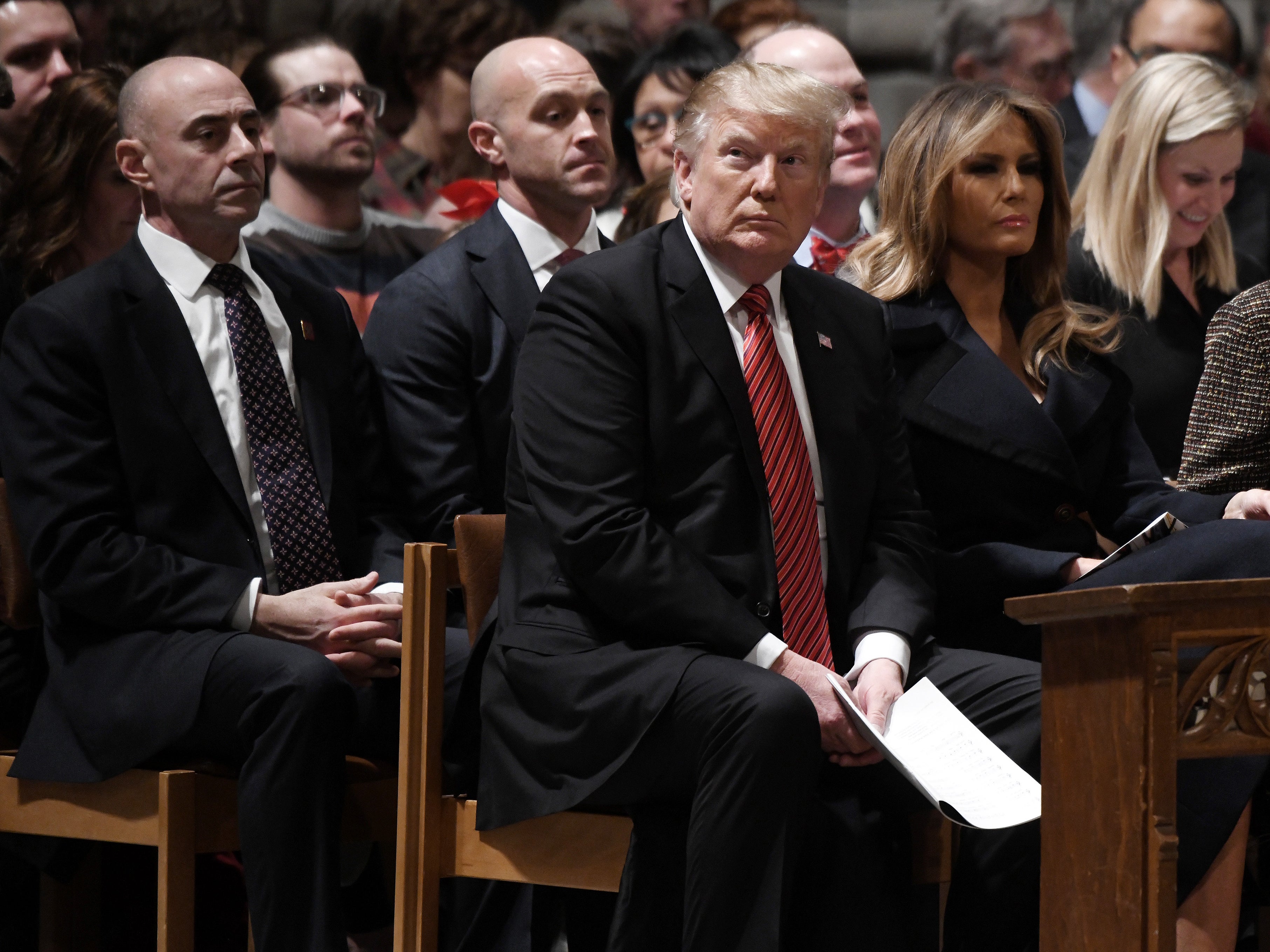 US President Donald Trump and first lady Melania Trump attend Christmas Eve services at the National Cathedral on 24 December 2018 in Washington, D.C. 