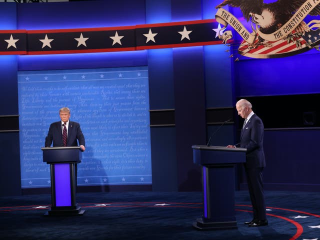 Donald Trump and Joe Biden during their first presidential debate, which turned chaotic early on.