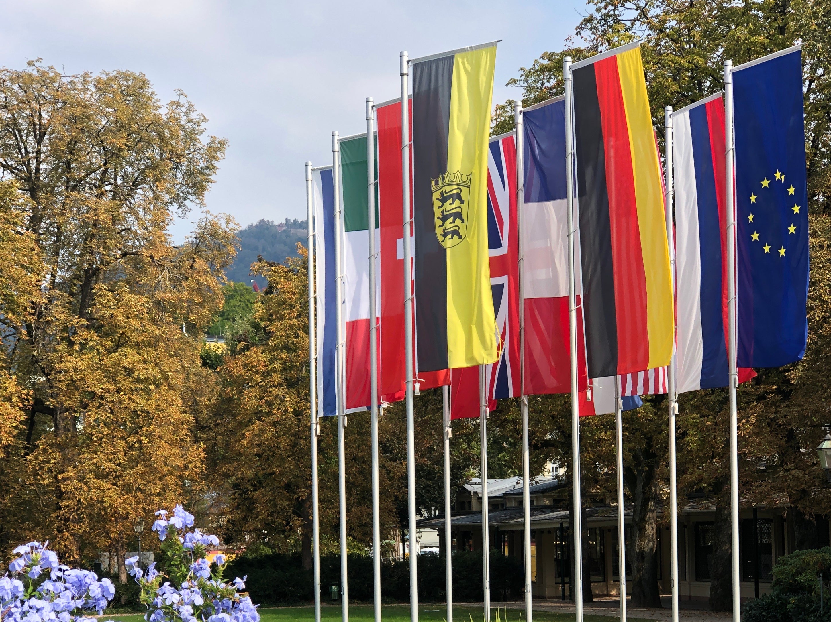 Flag day: Baden Baden in Germany, one of the few countries still open to British travellers this autumn