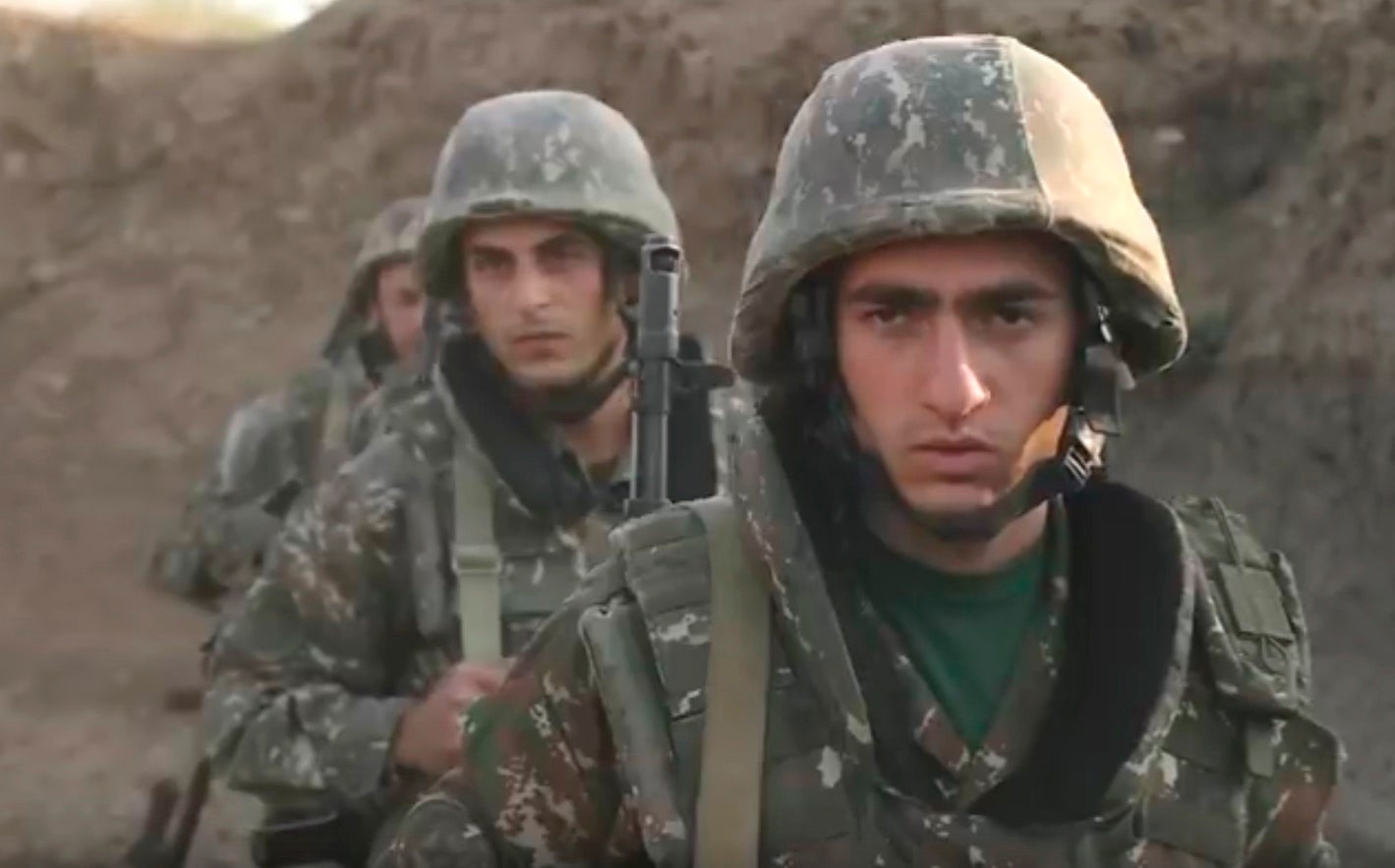 Armenian soldiers in the self-proclaimed Nagorno-Karabakh Republic