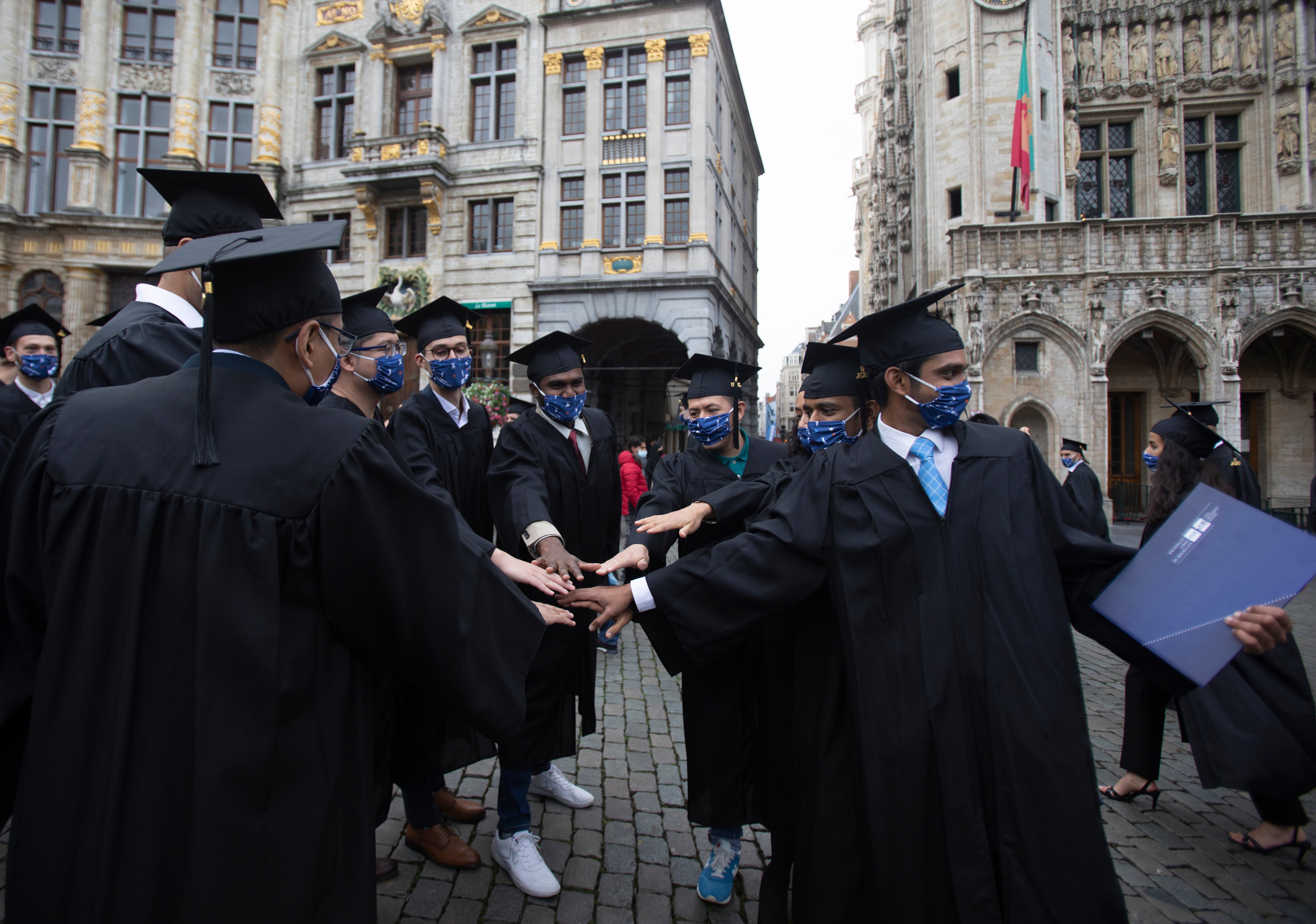 Virus Outbreak Belgium Grand Place Graduation