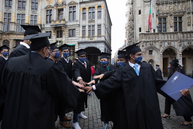 Virus Outbreak Belgium Grand Place Graduation