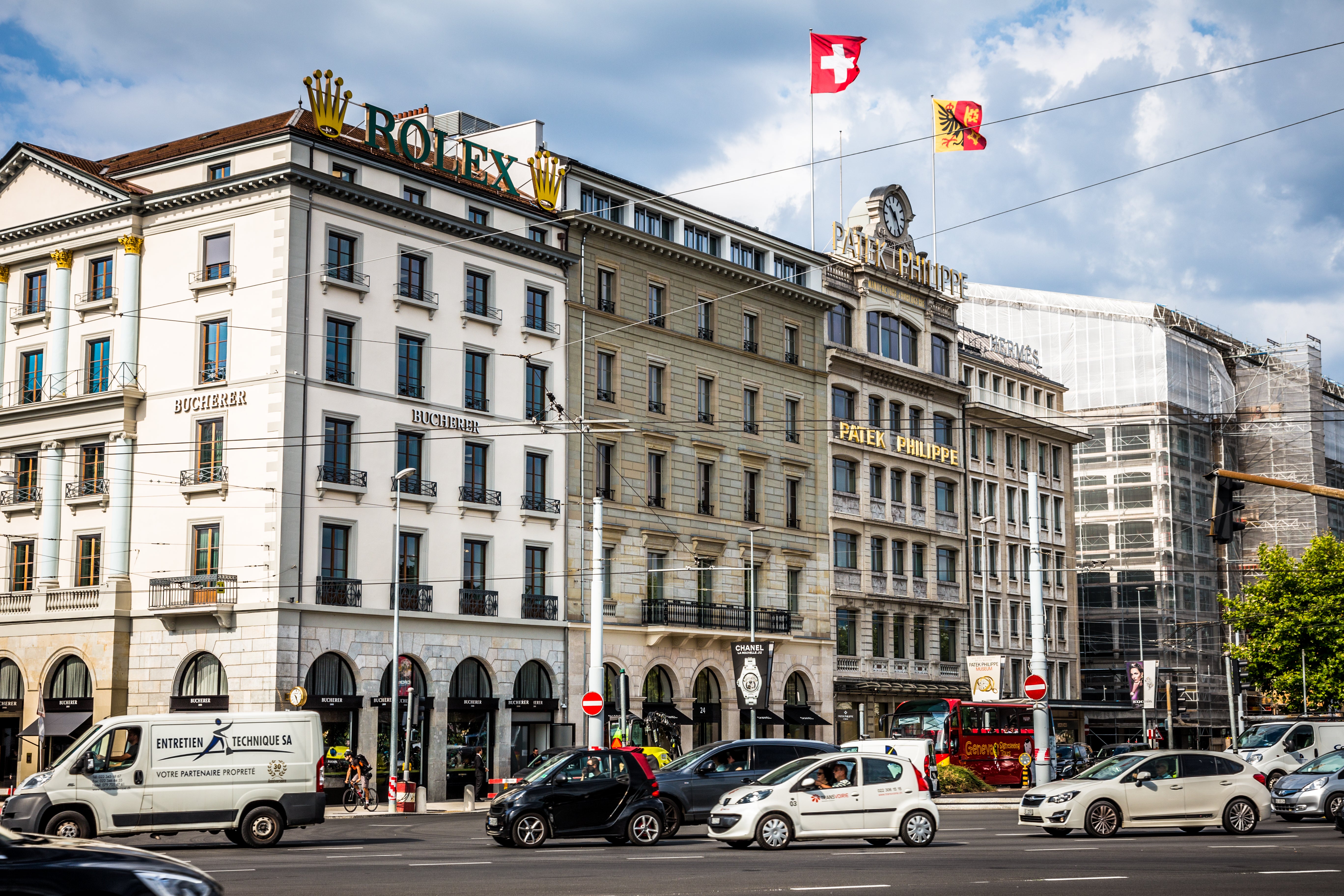 Geneva's streets are lined with luxury shops