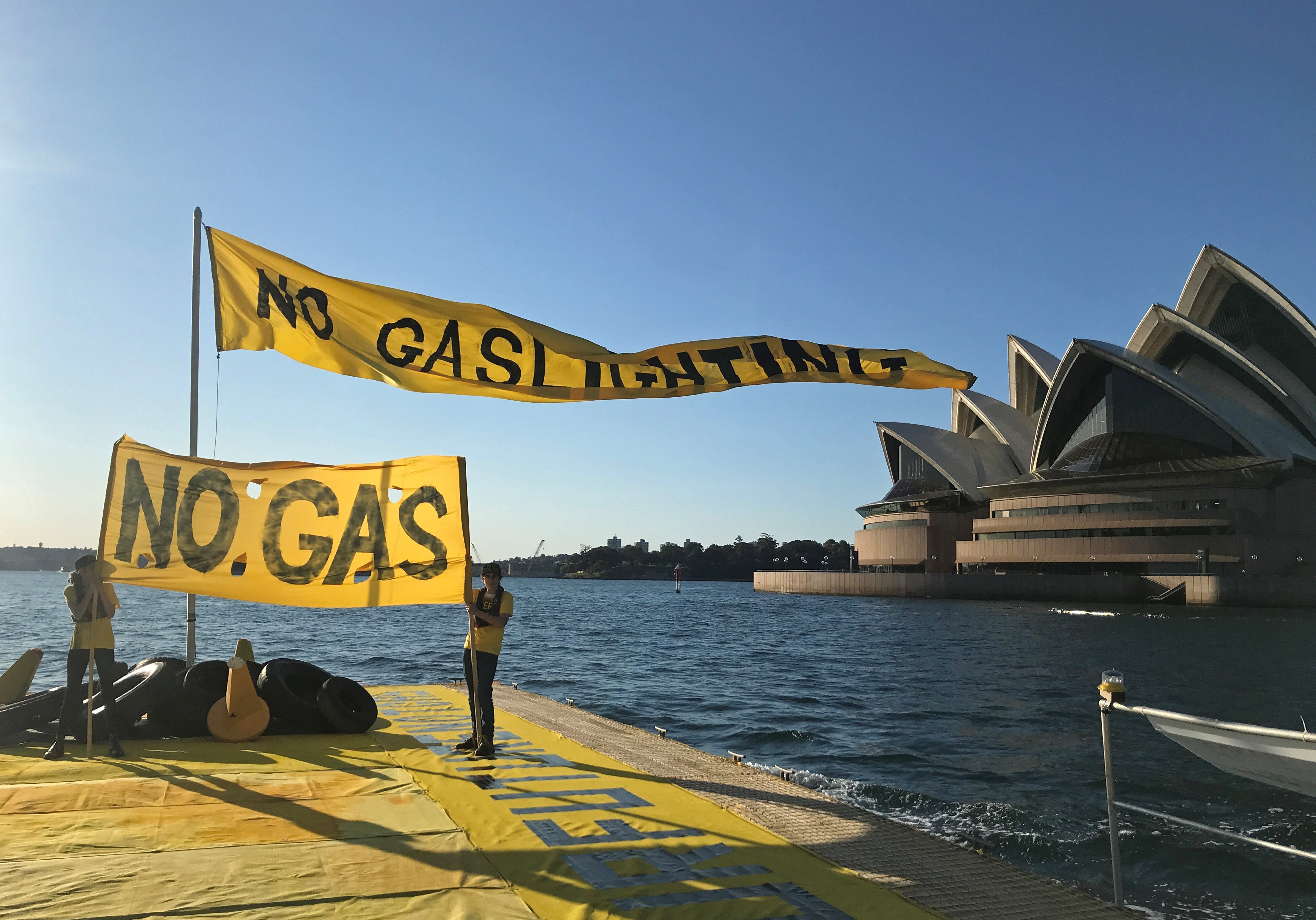 Fund Our Future Not Gas climate rally in Sydney Harbour