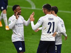 Raheem Sterling double sees Man City canter past Burnley into Carabao Cup quarter-finals