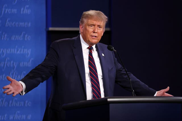 <p>At a presidential debate in 2020 Donald Trump told the Proud Boys to ‘stand back and stand by’ </p>