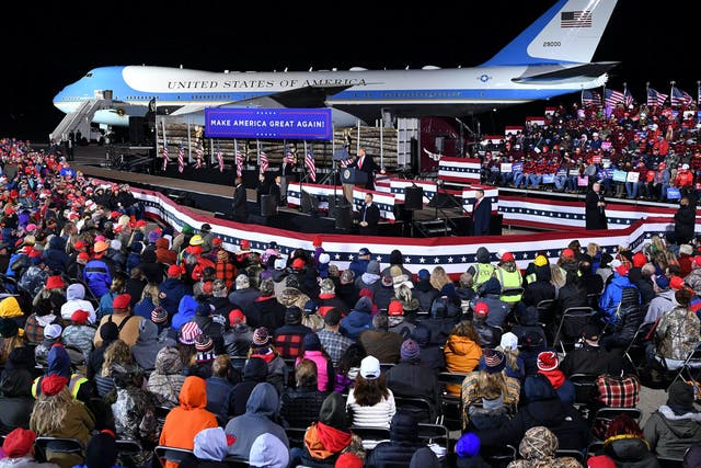 Air Force One was the backdrop for another Donald Trump re-election rally on Wednesday night.