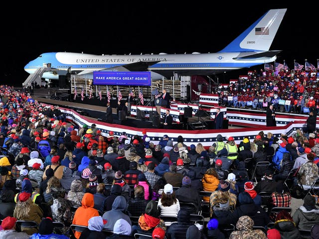 Air Force One was the backdrop for another Donald Trump re-election rally on Wednesday night.