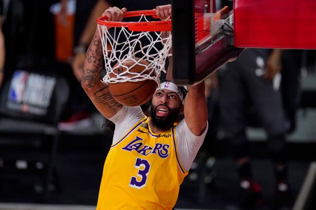 Anthony Davis top scored for the LA Lakers in their rout of the Miami Heat