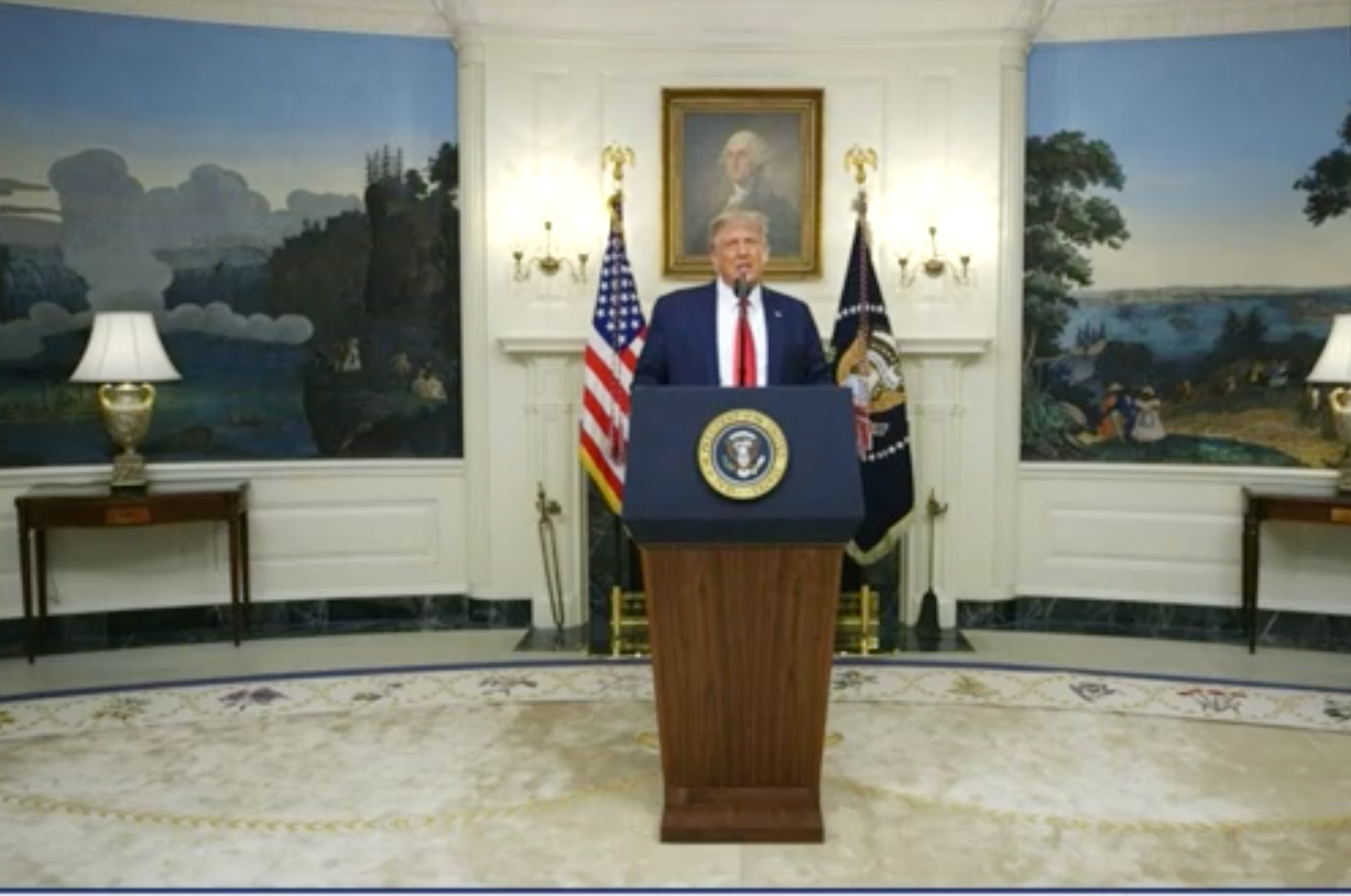 Donald Trump delivering a pre-recorded speech at the 2020 Al Smith dinner