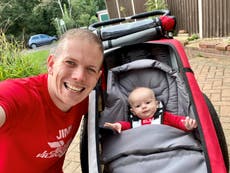 Baby born on original date for 2020 London Marathon to join father as he completes 26.2 mile distance