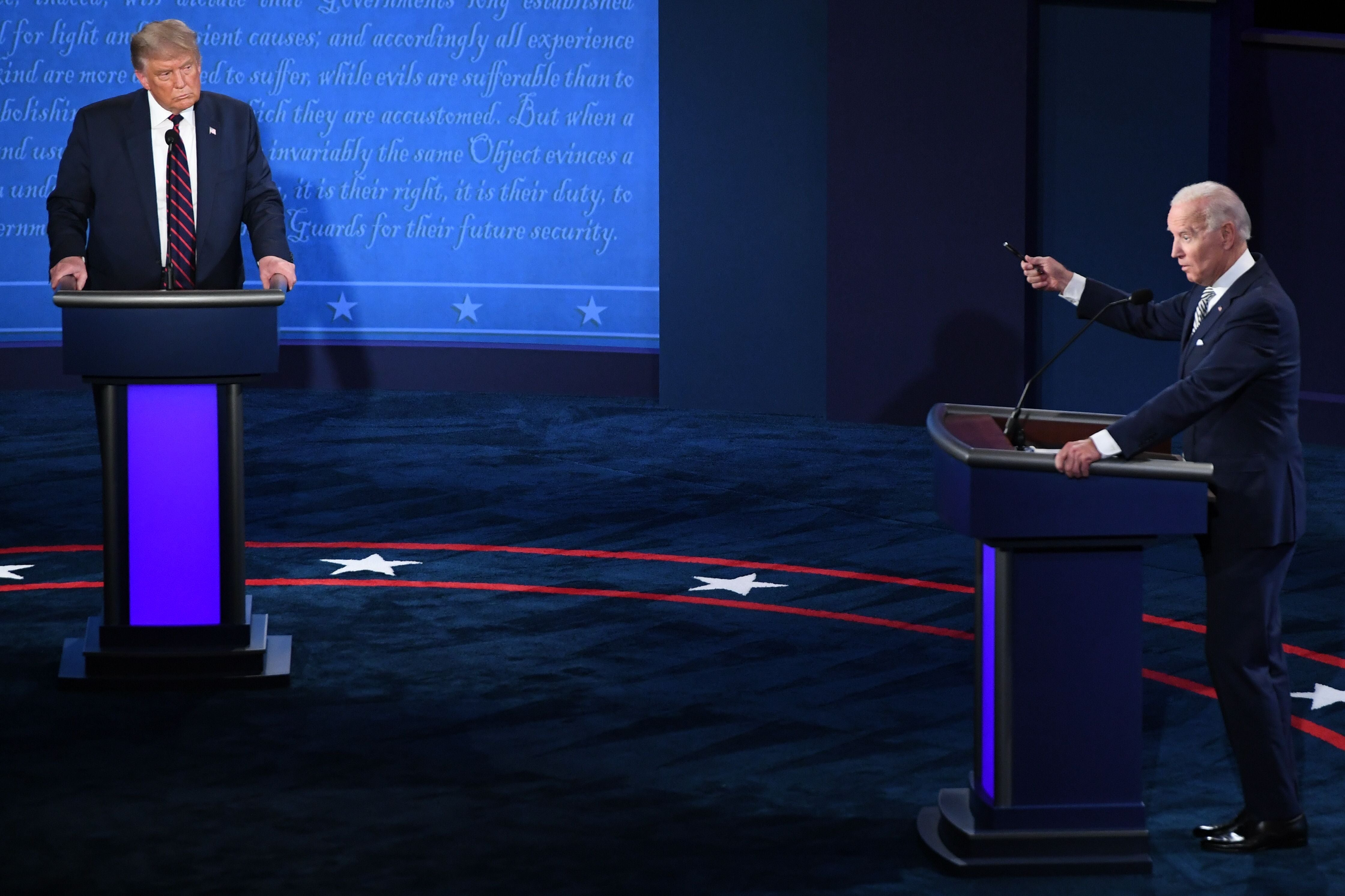 Trump and Biden in an election debate before the president tested positive
