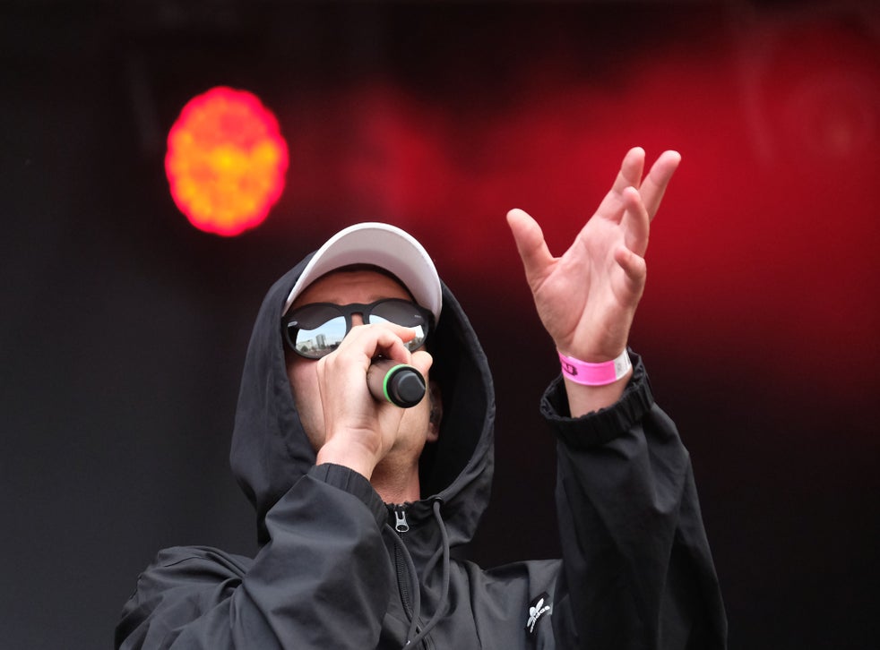 Rapper Trettmann performs on stage