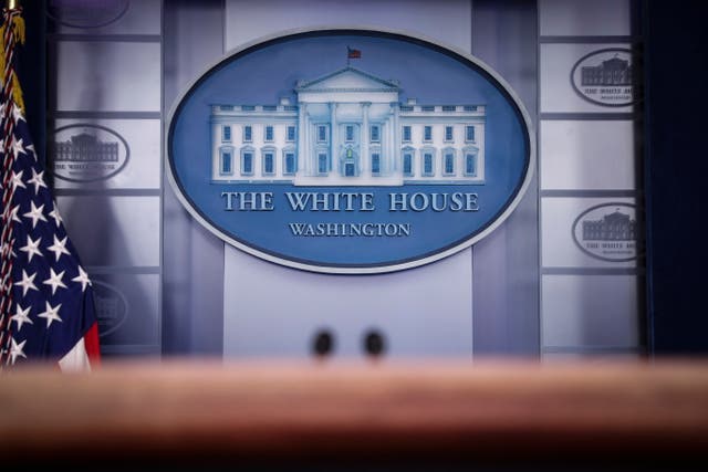 <p>The White House press briefing room.</p>