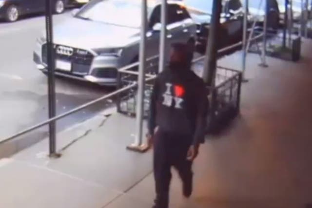 Surveillance camera footage of the suspect in the attack on actor Rick Moranis on Thursday