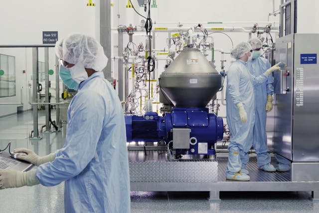 Regeneron executives have sold $1 million in stock after Donald Trump promoted their treatment (pictured is Regeneron’s lab)