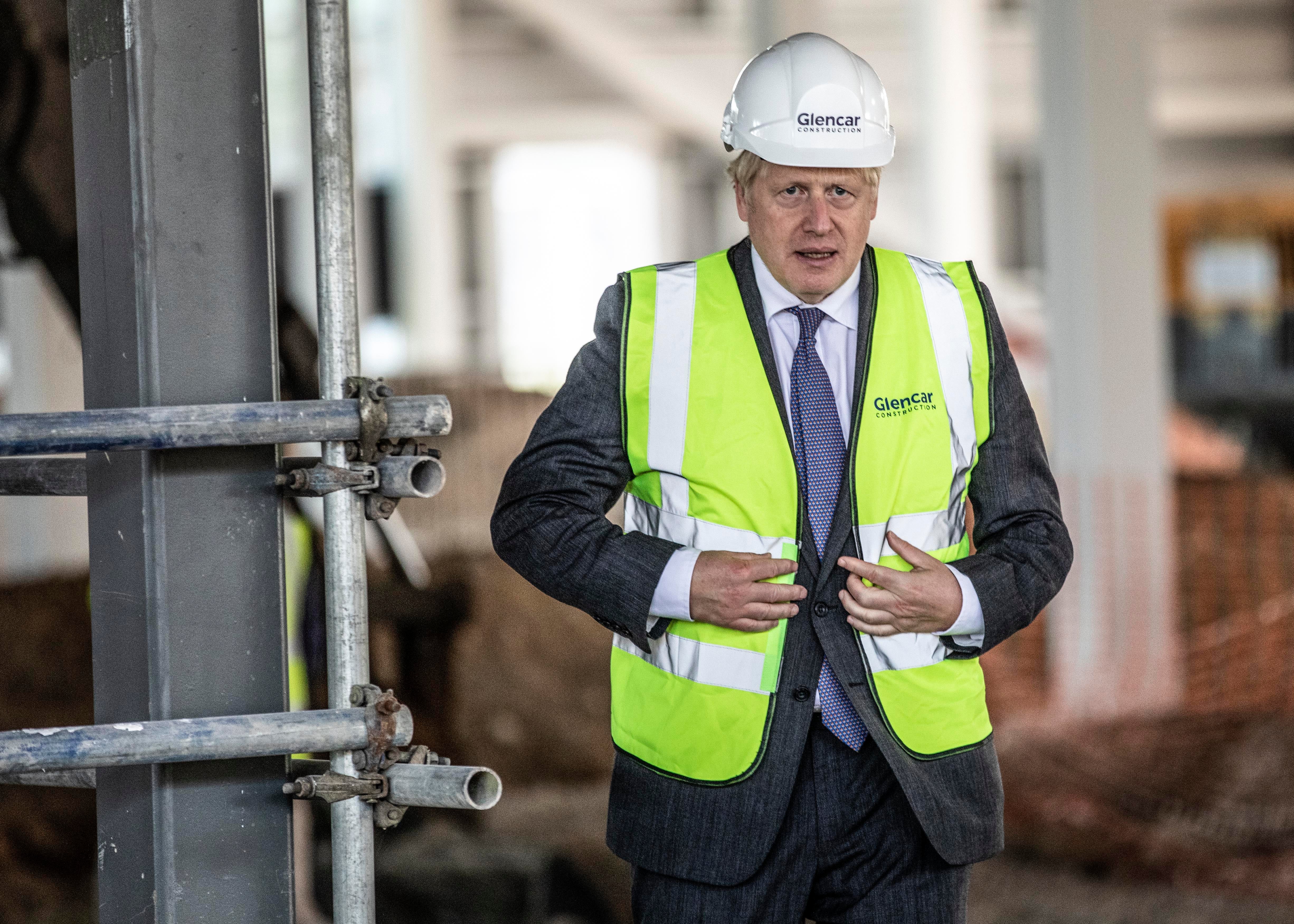 Boris Johnson visits a building site