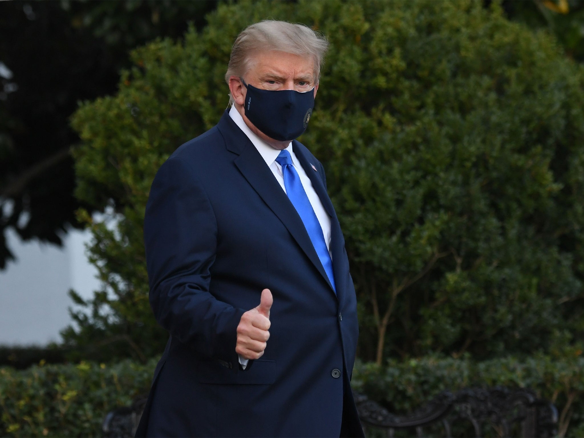 President Trump walking to the helicopter that took him to Walter Reed Military Medical Centre on Friday