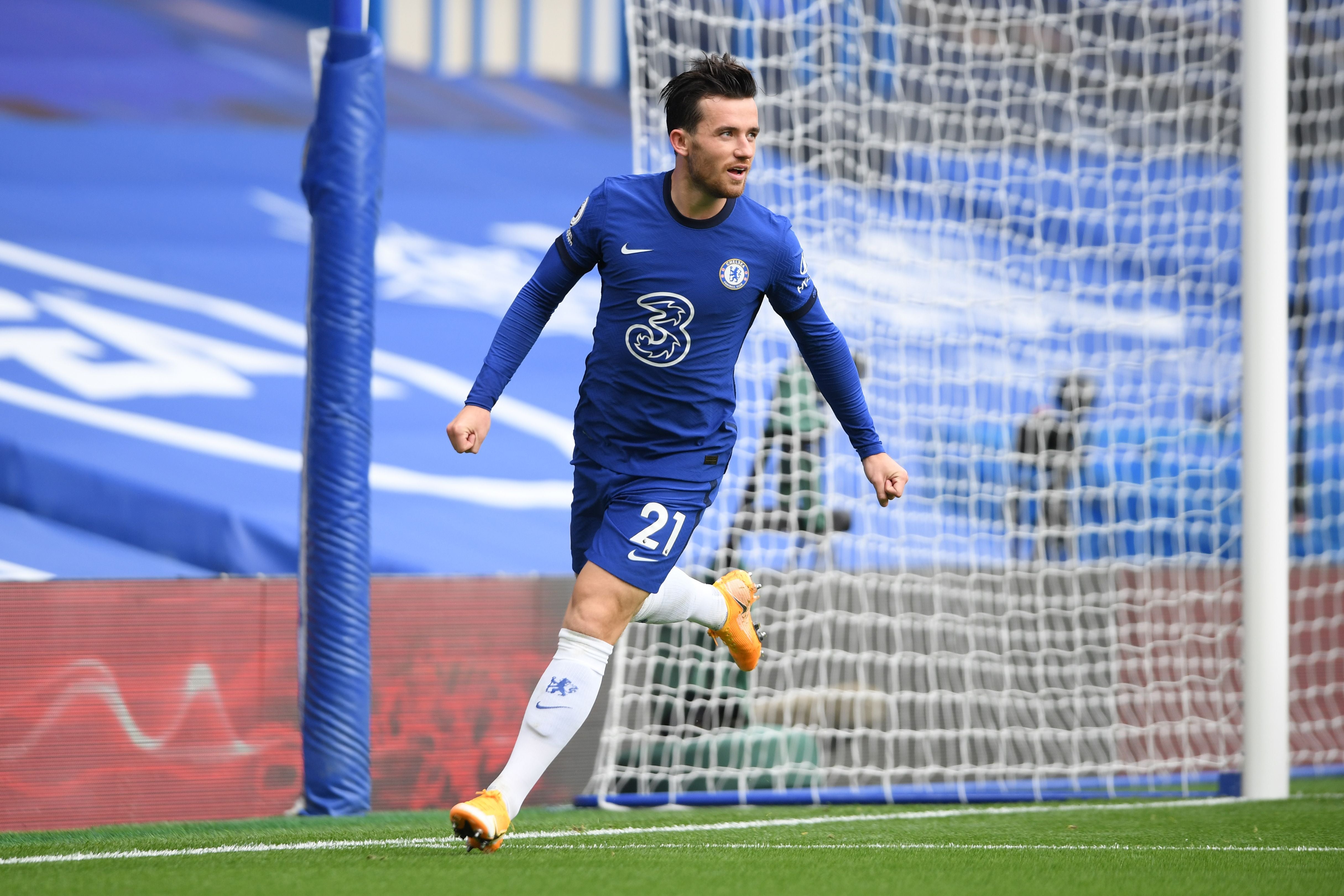 Ben Chilwell celebrates scoring his first goal for Chelsea