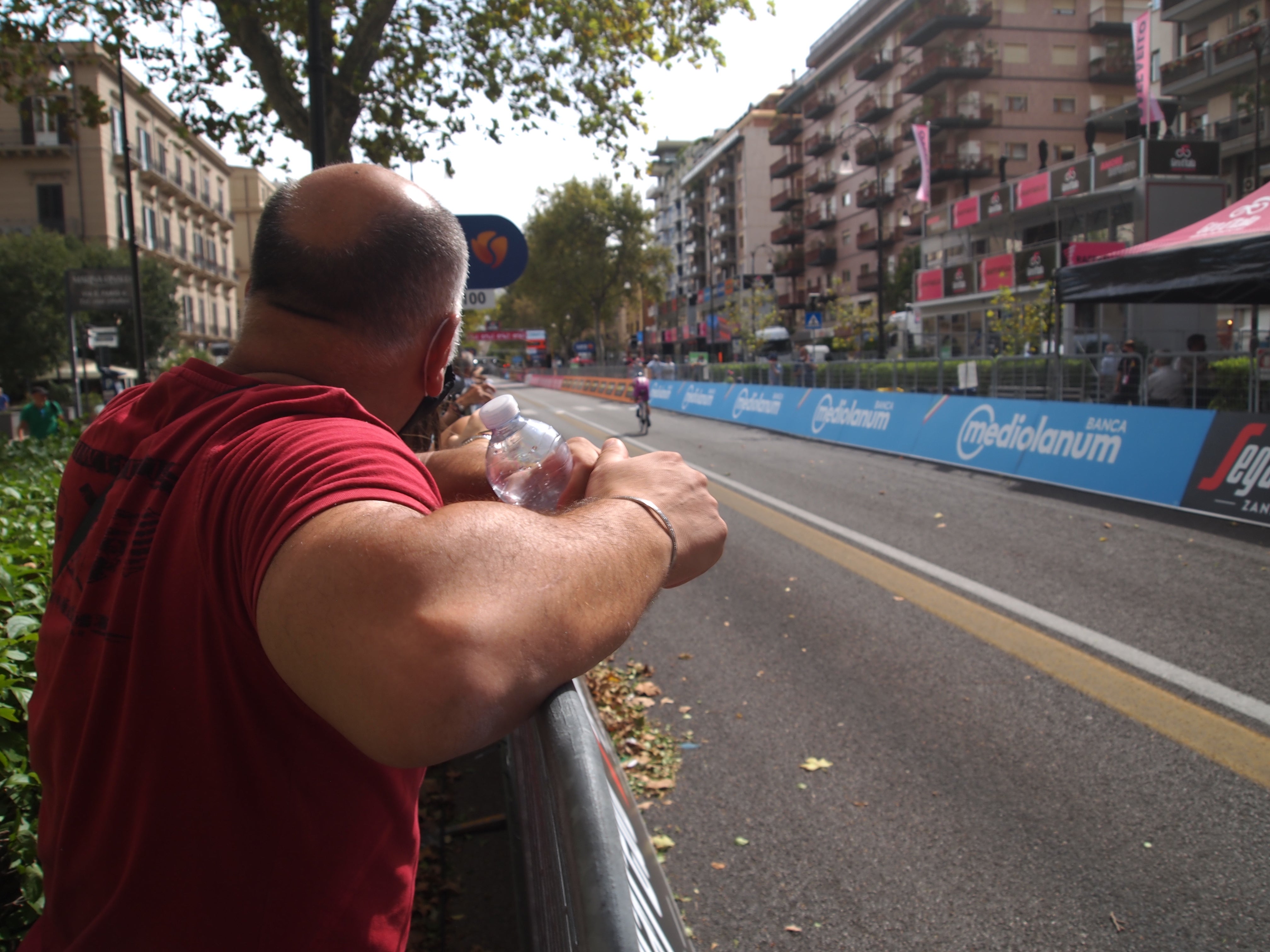 Near the finish line of stage one of the Giro d’Italia 2020