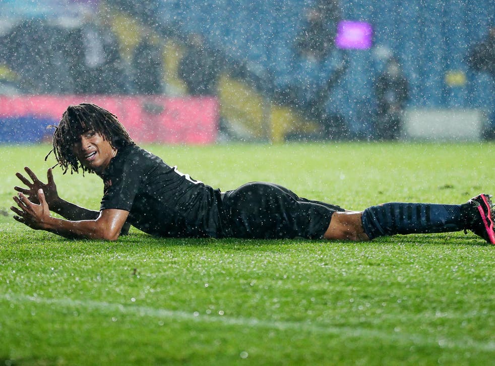 Nathan Ake reacts during City’s draw against Leeds