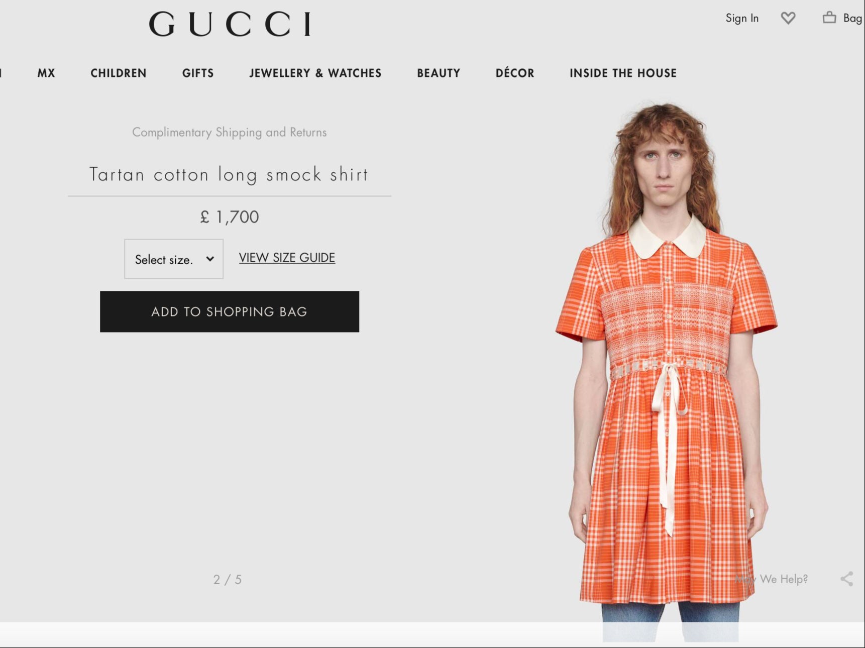 Gucci is selling a $2,600 tartan dress 