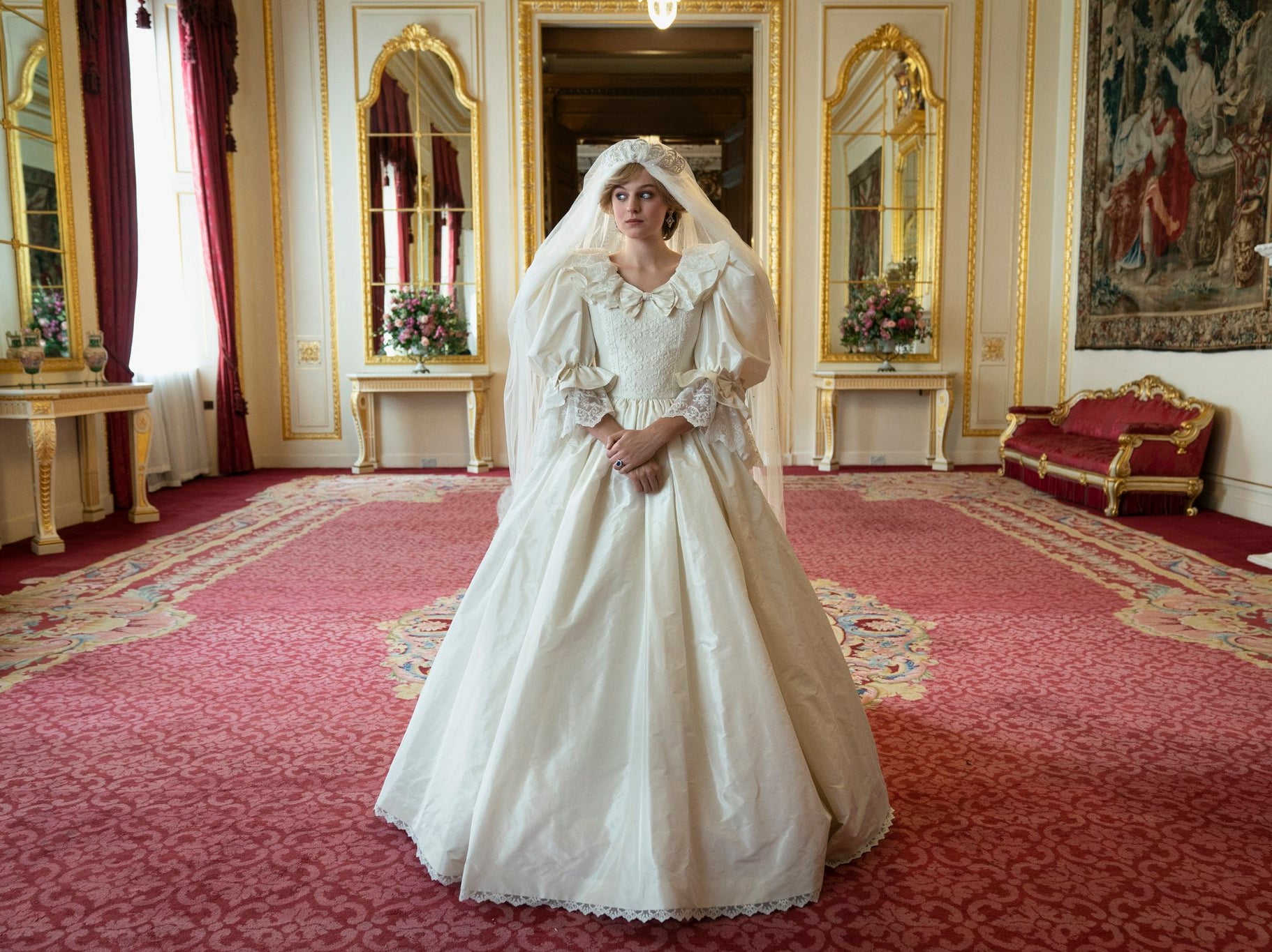 Lady Diana Spencer (Emma Corrin) on her wedding day in 'The Crown' season four