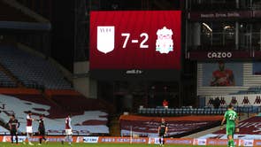 Liverpool players look dejected after their Premier League match against Aston Villa ended 7-2 at Villa Park stadium in Birmingham