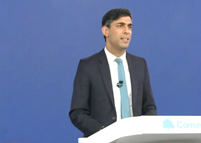 Rishi Sunak speaking at virtual Tory conference