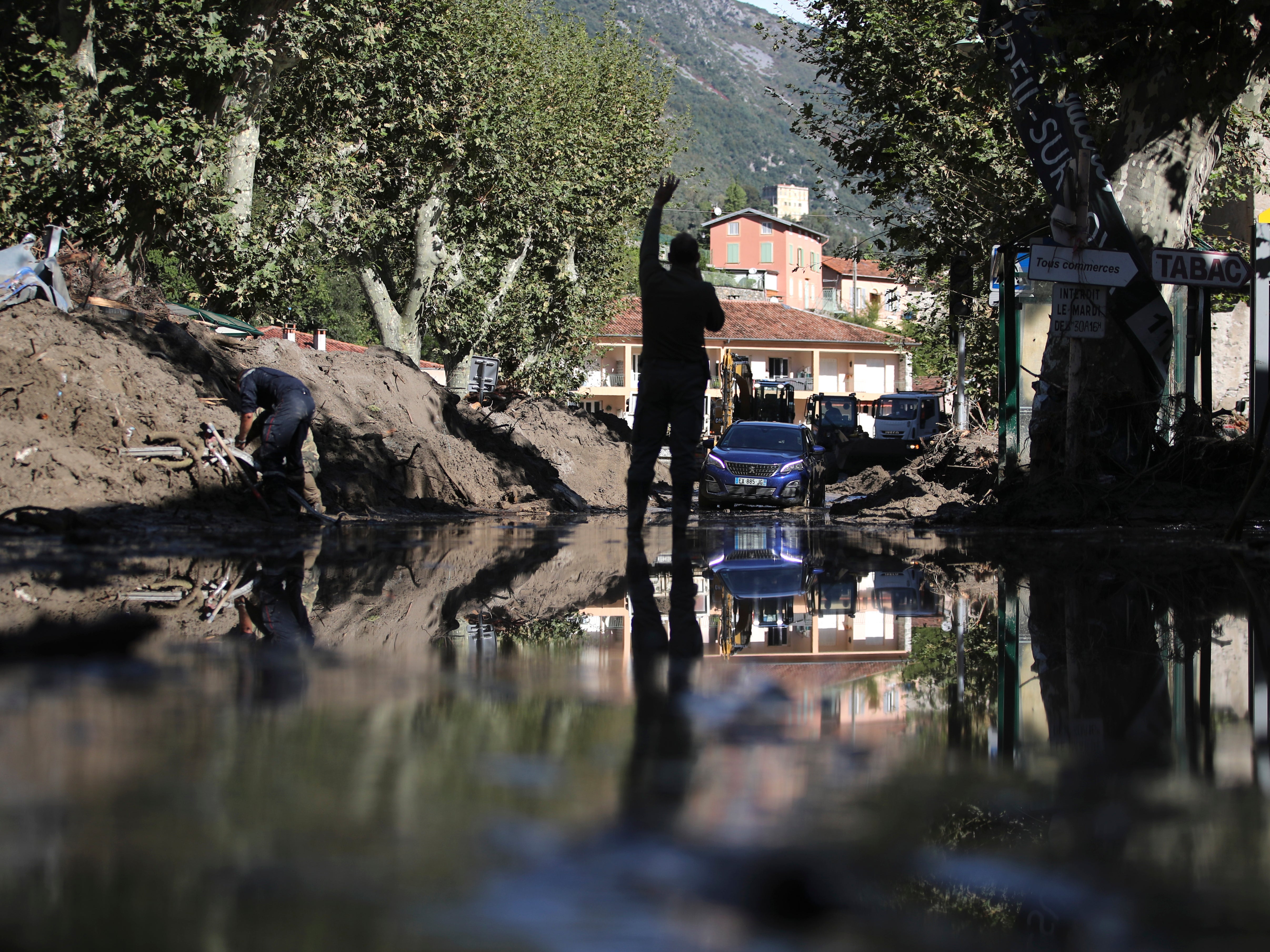 Heavy flooding devastated areas around the shared French and Italian border after a storm swept through the two countries