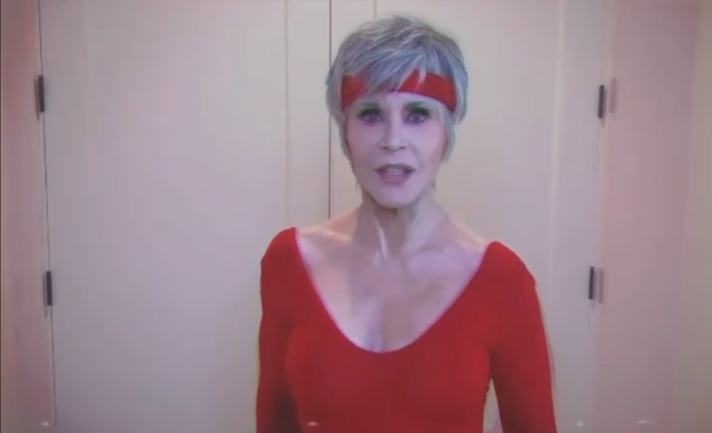 Jane Fonda hosts 80-style celebrity workout to promote voting